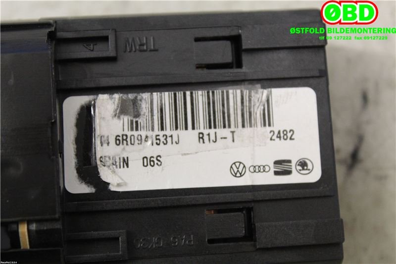 Bryter lys til VW Polo 2009-2014 (Type V, Fase 1)  (VOLKSWAGEN|6R0 941 531 J||6R0941531J)