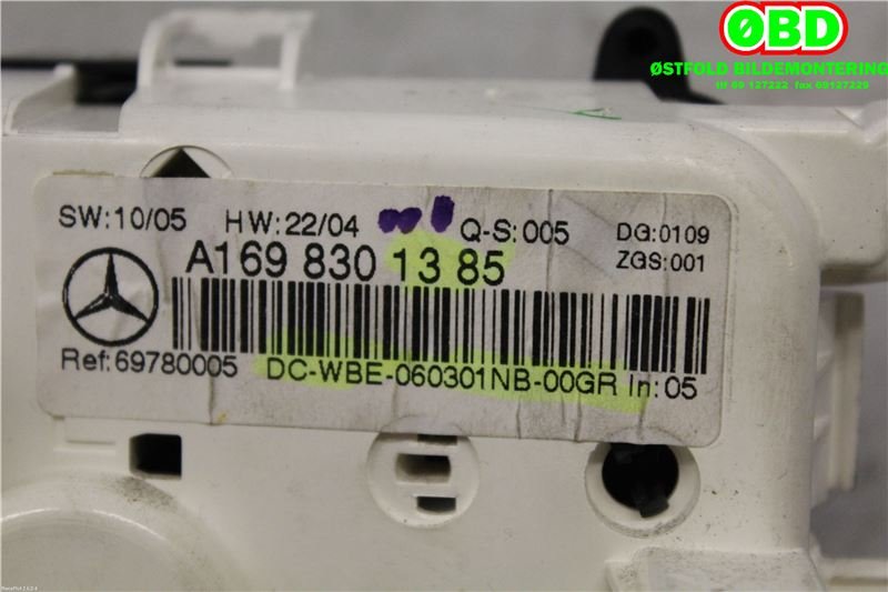 Varmeapparat betjening til Mercedes A-Klasse 2005-2012 (W169) (W169) (MERCEDES|A 169 830 13 85|A 169 900 14 00|1698301385)