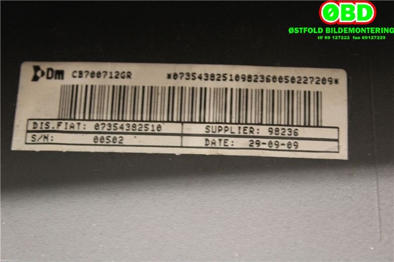 Airbag passasjer til Peugeot Boxer 2007-2013 (Type III, Fase 1) (PEUGEOT|8216RE|1610880980|7354382510)
