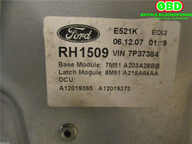 Ruteheis høyre foran til Ford Focus 2008-2010 (Type II, Fase 2)  (FORD|1738646|)