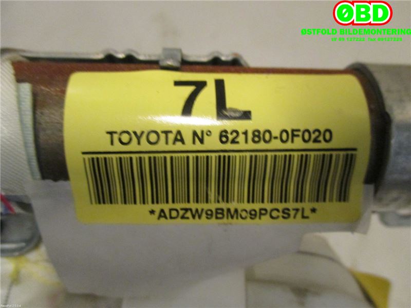 Airbag gardin venstre til Toyota Verso 2009-2016 (Type III)  (TOYOTA|621800F020|)