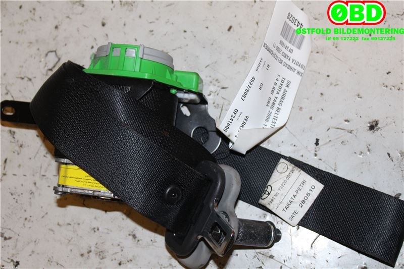 Airbag beltestrammer til Toyota Yaris, 2009-2011 (Type II, Fase 2) (TOYOTA YARIS|732200D120C0)