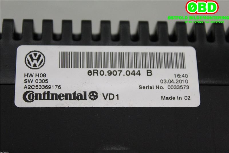 Varmeapparat betjening til VW Polo 2009-2014 (Type V, Fase 1)  (VOLKSWAGEN|6R0 907 044 B||6R0907044B)