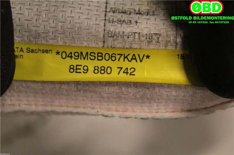 Airbag gardin høyre til Audi A4 2001-2004 (Type II) (B6) (B6) (AUDI|8E9880742|)