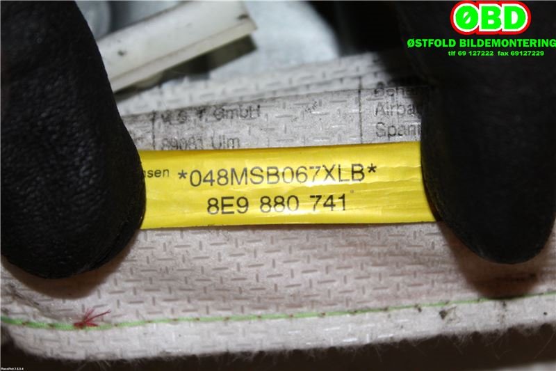 Airbag gardin venstre til Audi A4, 2001-2004 (Type II) (B6) (B6) (AUDI|8E9880741)