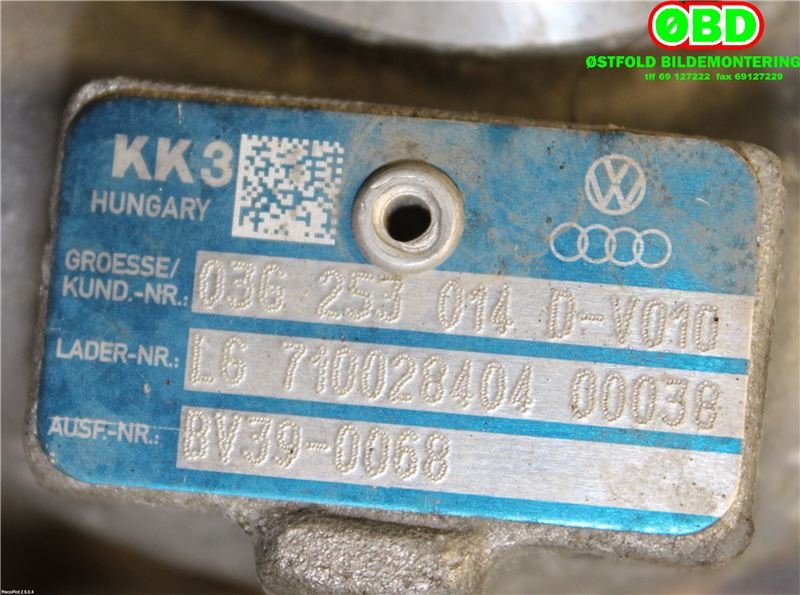 Turbo til Škoda Roomster 2010-2015 (Fase 2) (SKODA|03G 253 014 D||03G253014D)