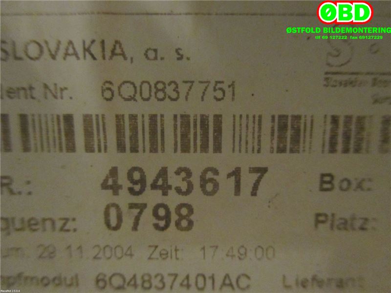 Ruteheis til VW Polo 2002-2005 (Type IV, Fase 1) (VOLKSWAGEN|6Q4 837 461 J|)