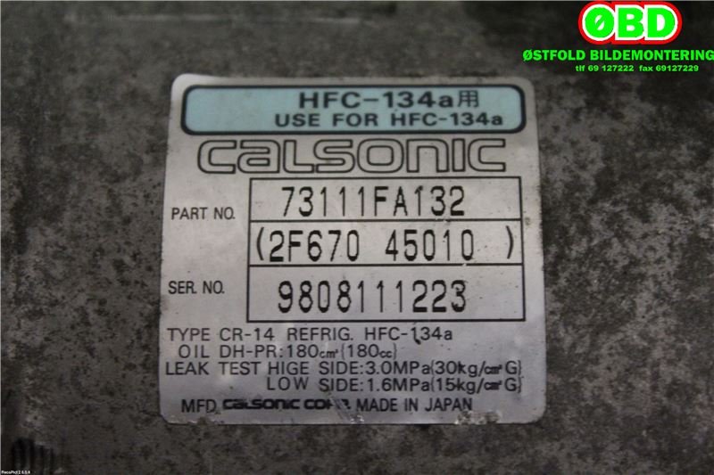 Aircondition kompressor til Subaru Forester 1997-2002 (Type I) (SUBARU|73111FA132|73111FA133)