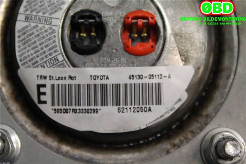 Airbag rattpute til Toyota Avensis 2003-2008 (Type II)  (TOYOTA|4513005112B0||4513005112A)