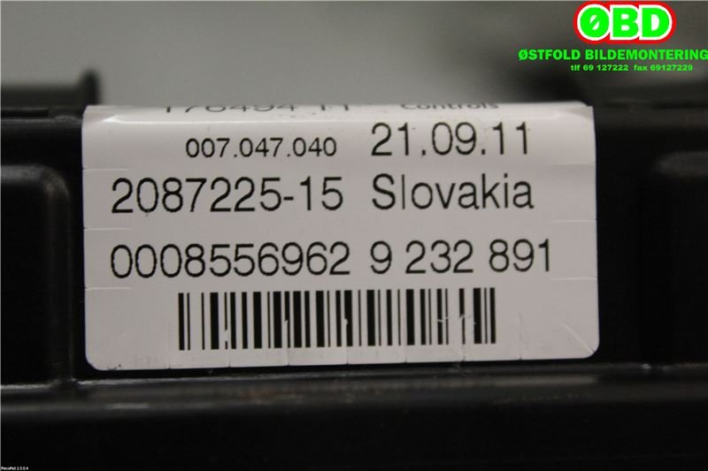 Instrumentpanel til BMW 1-Serie 2011-2015 (Fase 1) (F20/F21) (F20/F21) (BMW|62106843048||62109276581)