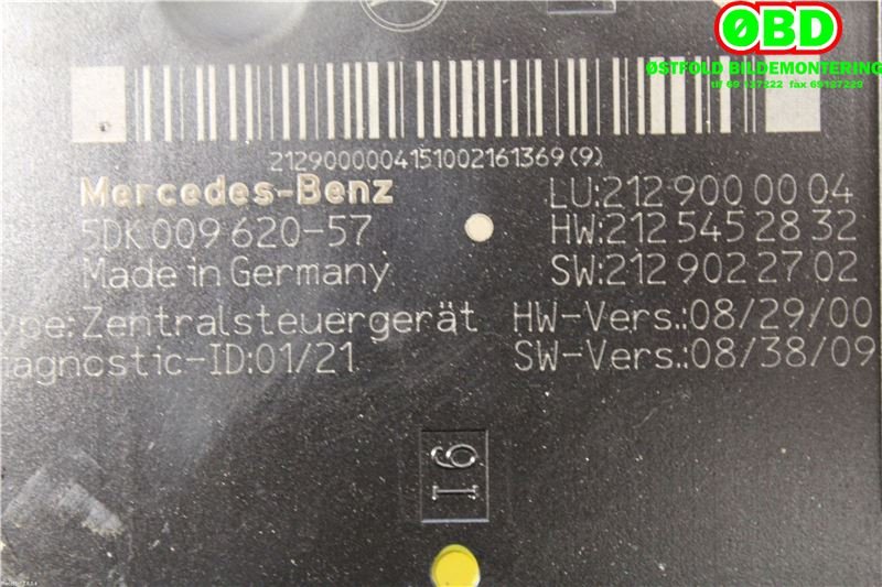 Sikringsboks til Mercedes E-Klasse 2009-2013 (Fase 1) (W212) (W212) (MERCEDES|A 212 900 00 04|A 212 906 06 05|2129000004)