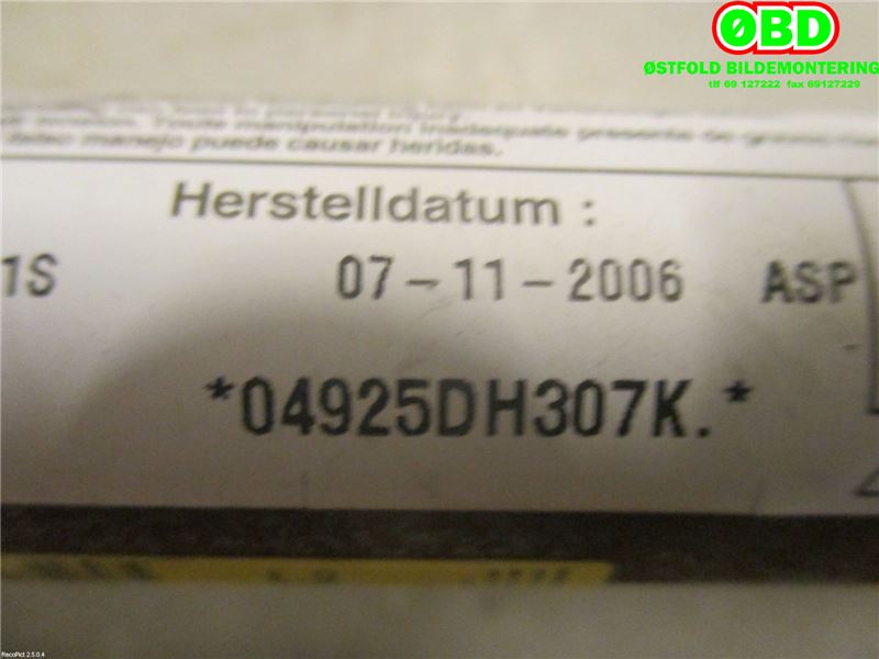 Airbag gardin høyre til VW Golf V, Combi 2003-2008  (VOLKSWAGEN|1K6 880 742 AA||1K6880742N)
