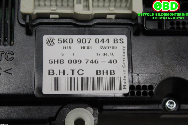 Varmeapparat betjening til VW Scirocco 2008-2013  (VOLKSWAGEN|5K0 907 044 GJ||5K0907044BS)