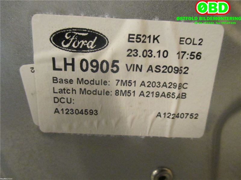 Ruteheis til Ford Focus 2008-2010 (Type II, Fase 2) (FORD|1738645|)