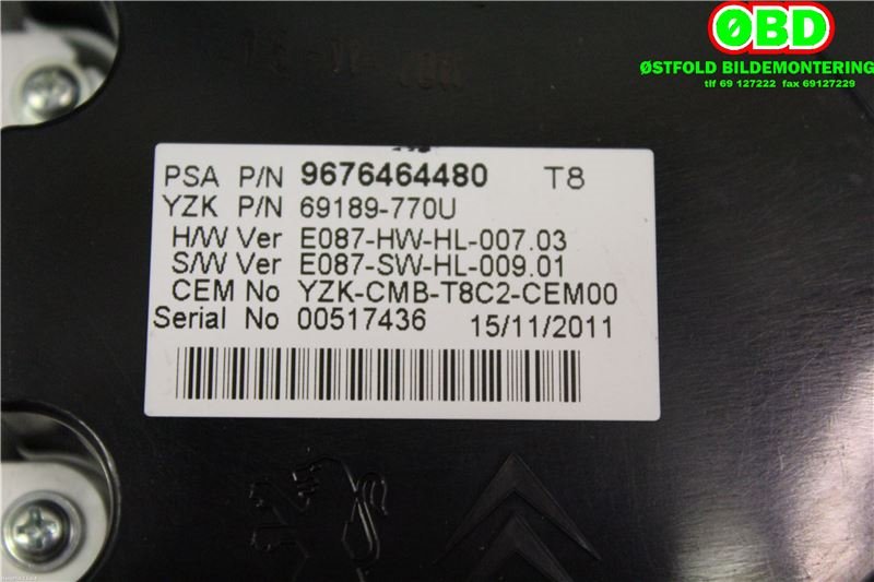 Instrumentpanel til Peugeot 5008 2010-2017 (Type I) (PEUGEOT|9666626080|9805170680|9876464480)