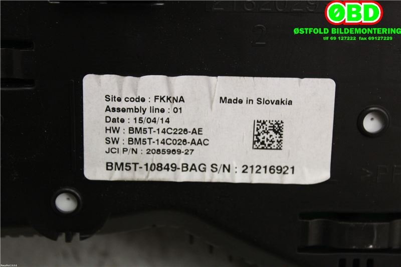 Instrumentpanel til Ford Focus 2011-2014 (Type III, Fase 1)  (FORD|5580299||BM5T10849BAG)