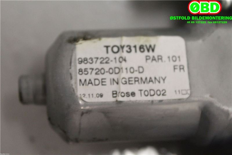 Ruteheis venstre foran til Toyota Yaris 2009-2011 (Type II, Fase 2)  (TOYOTA|698200D041|)