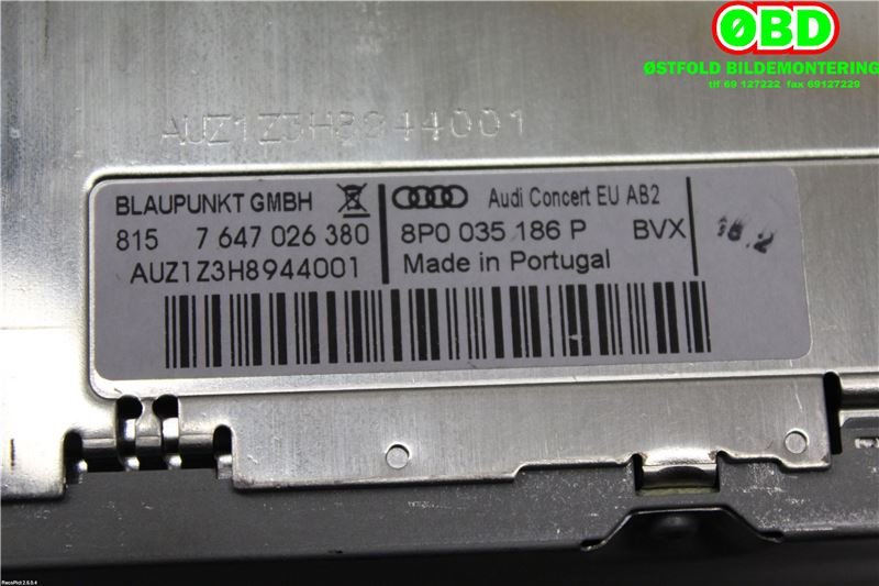 Bilstereo til Audi A4 2001-2004 (Type II) (B6) (B6) (AUDI|8P0035186P|7647026380)
