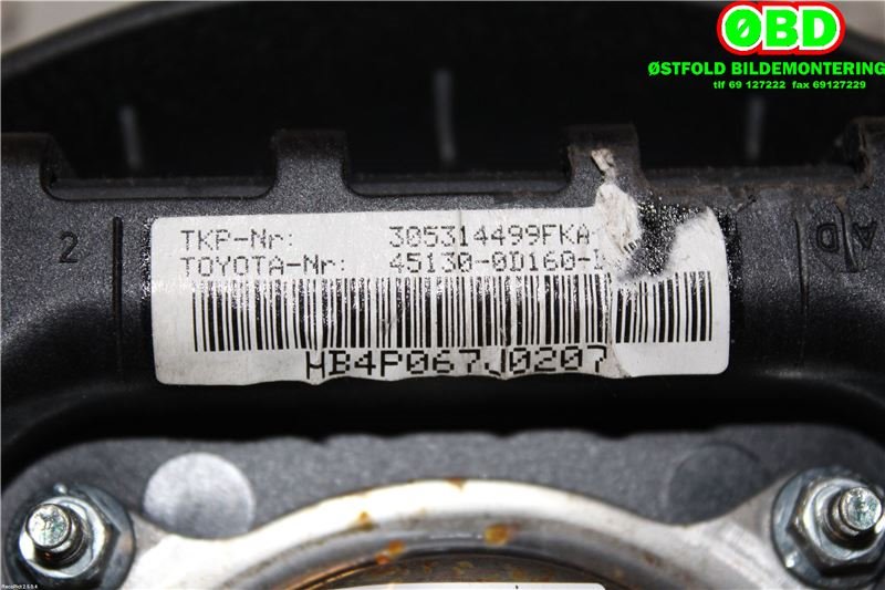 Airbag rattpute til Toyota Yaris 2006-2009 (Type II, Fase 1) (TOYOTA|451300D160B0|)