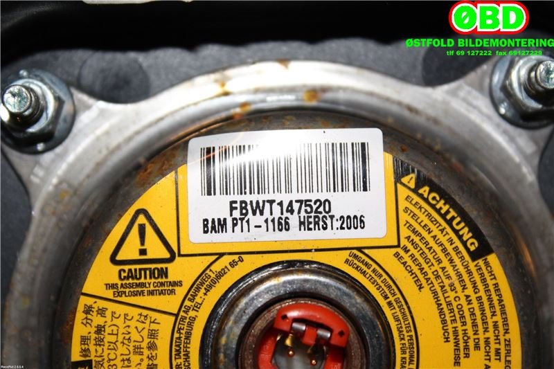 Airbag rattpute til Toyota Yaris 2006-2009 (Type II, Fase 1) (TOYOTA|451300D160B0|)
