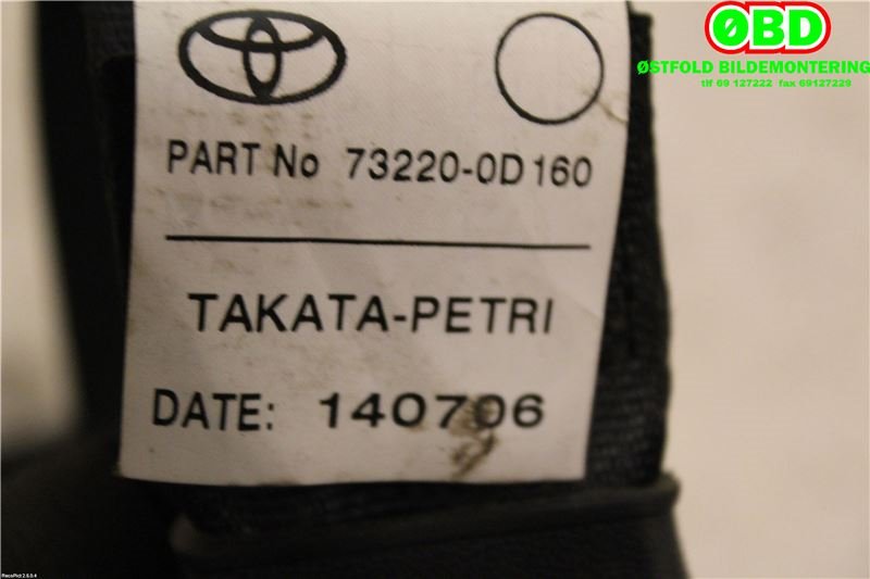 Airbag beltestrammer til Toyota Yaris 2006-2009 (Type II, Fase 1)  (TOYOTA|732200D160C1|)