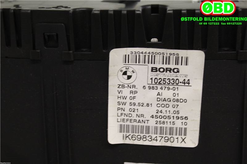 Instrumentpanel til BMW 3-Serie 2005-2011 (E90/E91/E92/E93) (E90/E91/E92/E93) (BMW|62 10 9 316 119||6983479)