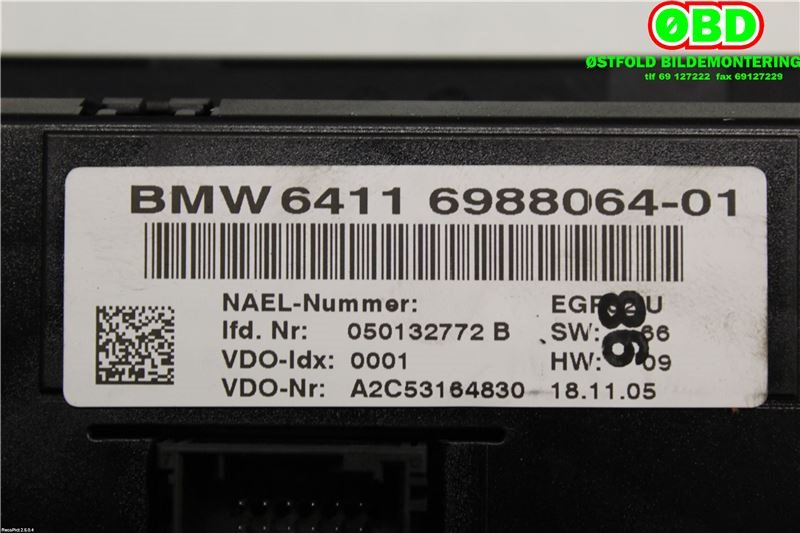 Varmeapparat betjening til BMW 3-Serie 2005-2011 (E90/E91/E92/E93) (E90/E91/E92/E93) (BMW||64116988064)