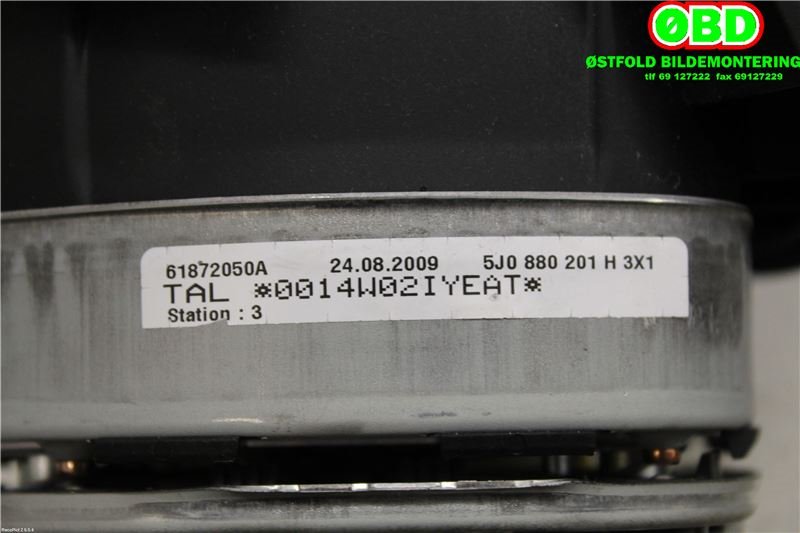 Airbag rattpute til Škoda Roomster 2010-2015 (Fase 2) (SKODA|5J0 880 201 H||5J0880201H)