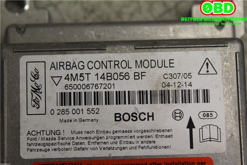 Airbag elektronikk til Ford Focus 2004-2007 (Type II, Fase 1) (FORD||0285001552|4M5T14B056BF)