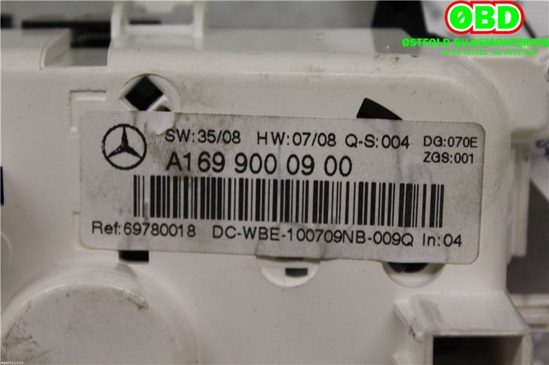 Varmeapparat betjening til Mercedes B-Klasse 2008-2011 (Fase 2) (W245) (W245) (MERCEDES|A 169 900 09 00||1699000900)