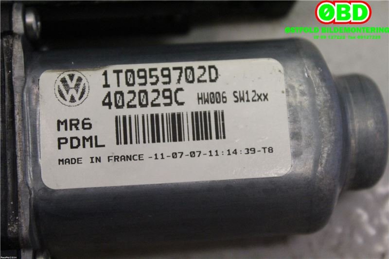 Ruteheis høyre foran til VW Touran 2007-2010 (Type I, Fase 2)  (VOLKSWAGEN|1T0 959 702 S||1T0959702D)