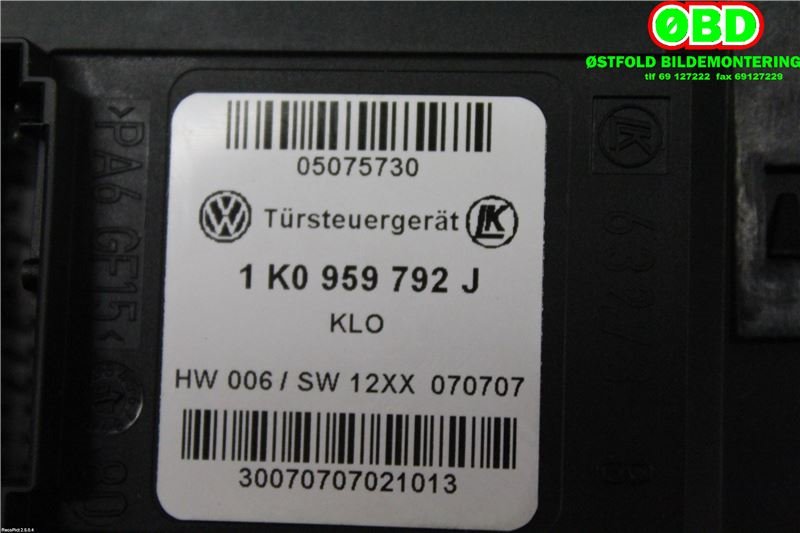 Ruteheis høyre foran til VW Touran 2007-2010 (Type I, Fase 2)  (VOLKSWAGEN|1T0 959 702 S||1T0959702D)
