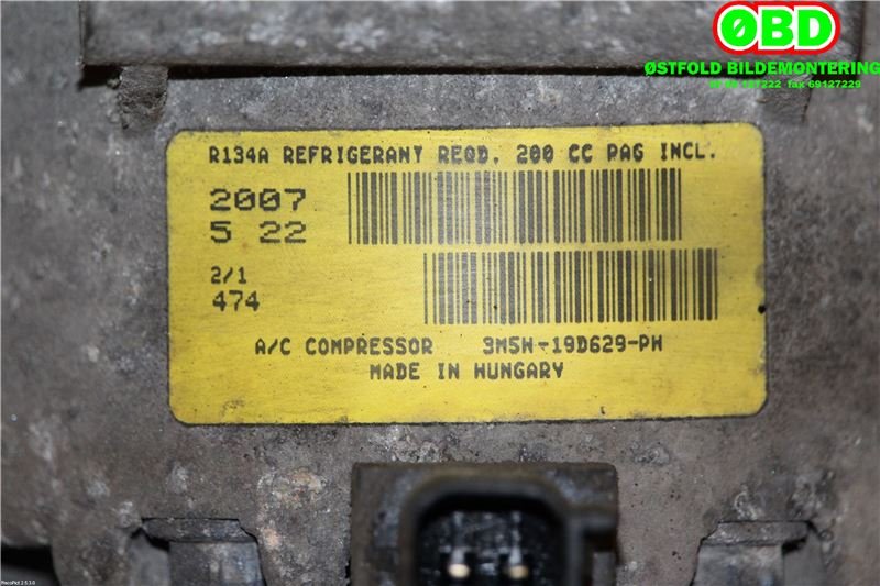 Aircondition kompressor til Ford C-Max 2003-2007 (Type I, Fase 1) (FORD|1809656||3M5W19D629PW)