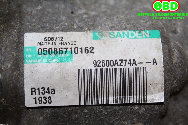 Aircondition kompressor til Nissan NV200 2010-2019  (NISSAN|2763000Q3D||92600AZ74A)