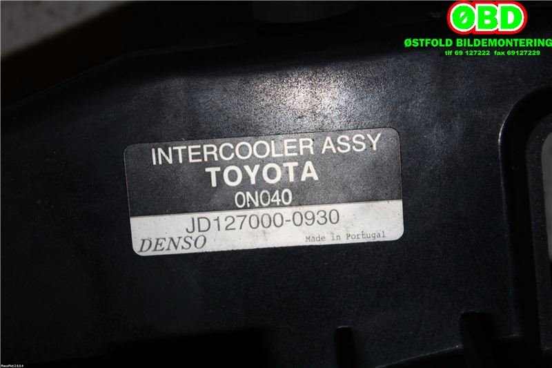 Intercooler til Toyota Yaris 2009-2011 (Type II, Fase 2)  (TOYOTA|179000N030|)