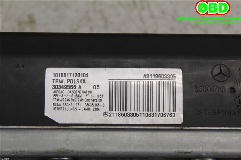 Airbag passasjer til Mercedes E-Klasse 2006-2009 (Fase 2) (W211) (W211) (MERCEDES|A 211 860 33 05||2118603305)