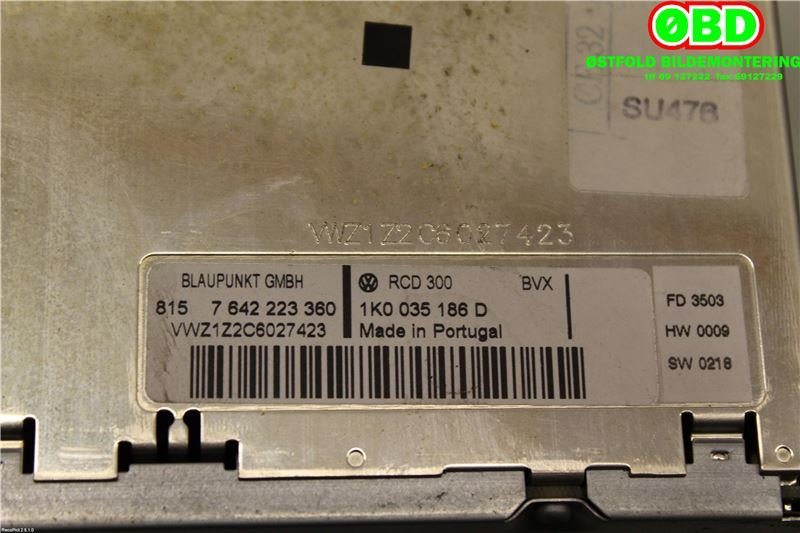 Bilstereo til VW Touran 2003-2006 (Type I, Fase 1)  (VOLKSWAGEN|1T0 035 151||1K0035186D)