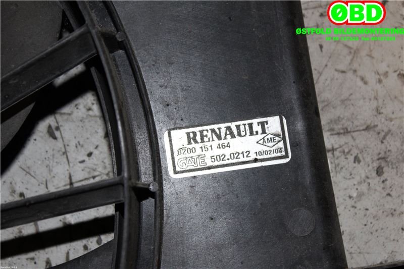 Kjølevifte til Renault Megane 2003-2005 (Type II, Fase 1) (RENAULT|7701070315|7701071862|8200151464)