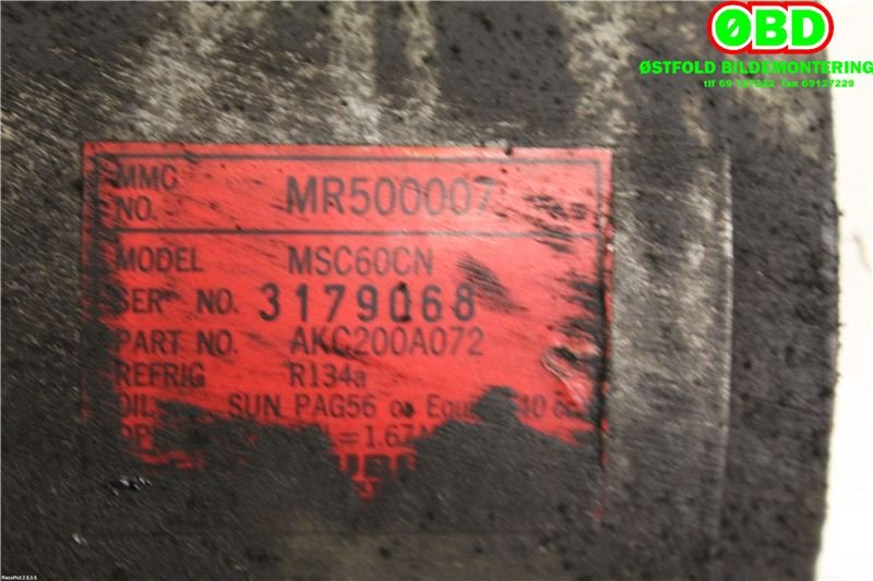 Aircondition kompressor til Mitsubishi Space Star 1999-2005 (Type I)  (MITSUBISHI|MR460070|MR500007|AKC200A072)