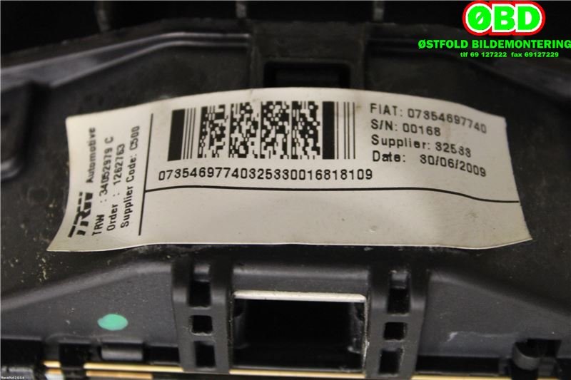 Airbag rattpute til Citroën Jumper 2007-2013 (Type III, Fase 1) (CITROEN|4112PH|07354697740)