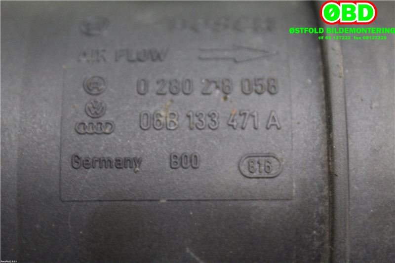 Luftmengde/luftmassemåler til Audi A4 2001-2004 (Type II) (B6) (B6) (AUDI|06B 133 471 A|0280218058|06B133471A)
