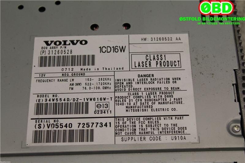 Bilstereo til Volvo V50 2007-2012 (Fase 2) (VOLVO V50R||31260528)