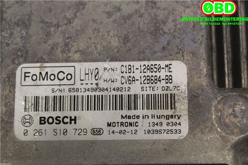 Styreenhet motor til Ford Fiesta 2013-2017 (Type VI, Fase 2)  (FORD|2013029||C1B112A650ME)