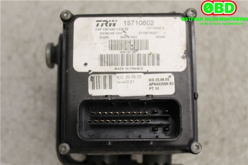 ABS sentral til Peugeot 407 2004-2010  (1,6 HDI||9660067280)