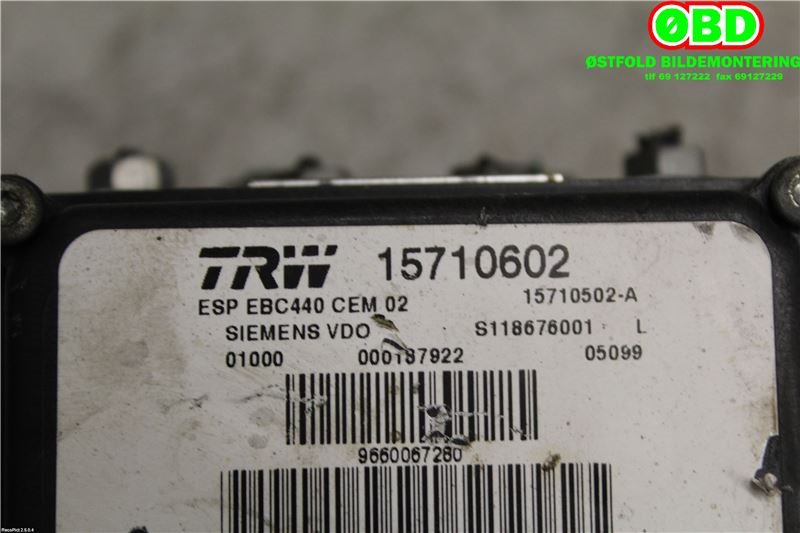 ABS sentral til Peugeot 407 2004-2010  (1,6 HDI||9660067280)