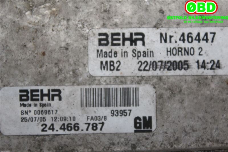 Intercooler til Opel Corsa C 2000-2006  (OPEL CORSA 1,3|93177425|1300410|)