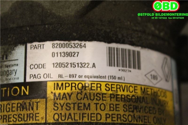 Aircondition kompressor til Nissan Primera 2002-2007 (P12) (P12) (NISSAN|92600AW300|)