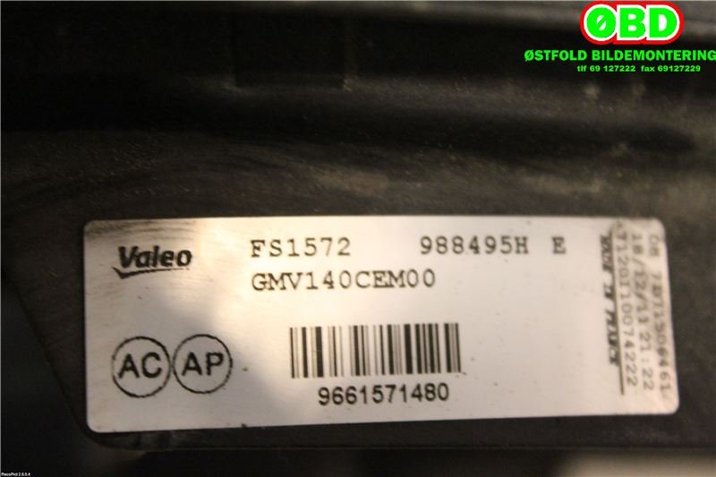 Kjølevifte til Peugeot 5008 2010-2017 (Type I)  (PEUGEOT|1253 K4|98 287 198 80|9661571480)