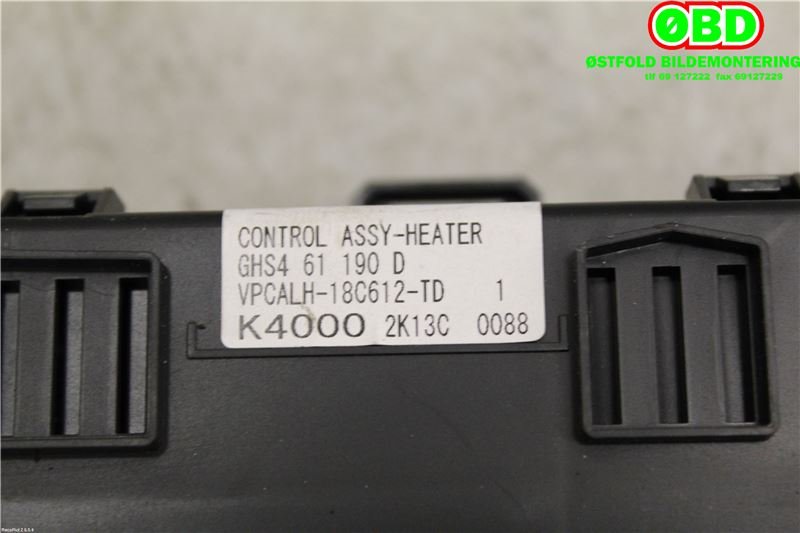 Varmeapparat betjening til Mazda 6 2013-2015 (Type III, Fase 1)  (MAZDA|GHS461190D|)