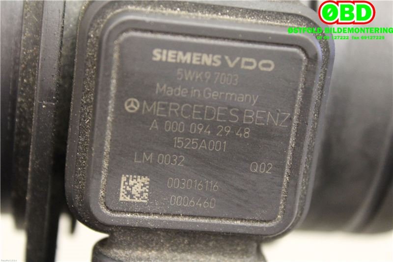 Luftmengde/luftmassemåler til Mercedes B-Klasse 2005-2008 (Fase 1) (W245) (W245) (MERCEDES|A 000 094 29 48|5WK97003|0000942948)